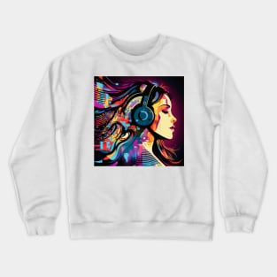 Music Lover Beautiful Latina Listening to Music Latina Woman Crewneck Sweatshirt